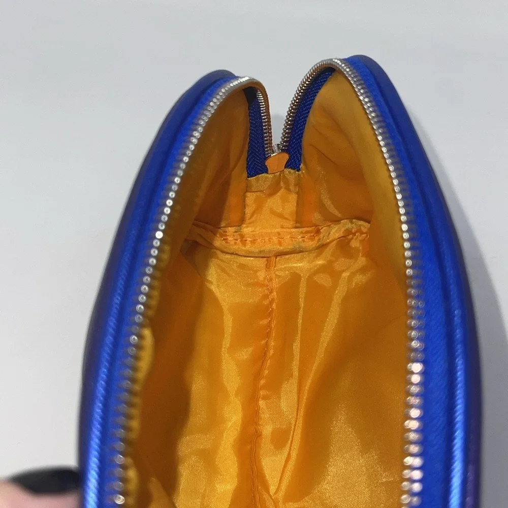 La mer purple‎ Blue metallic Dome cosmetic bag Orange Inside